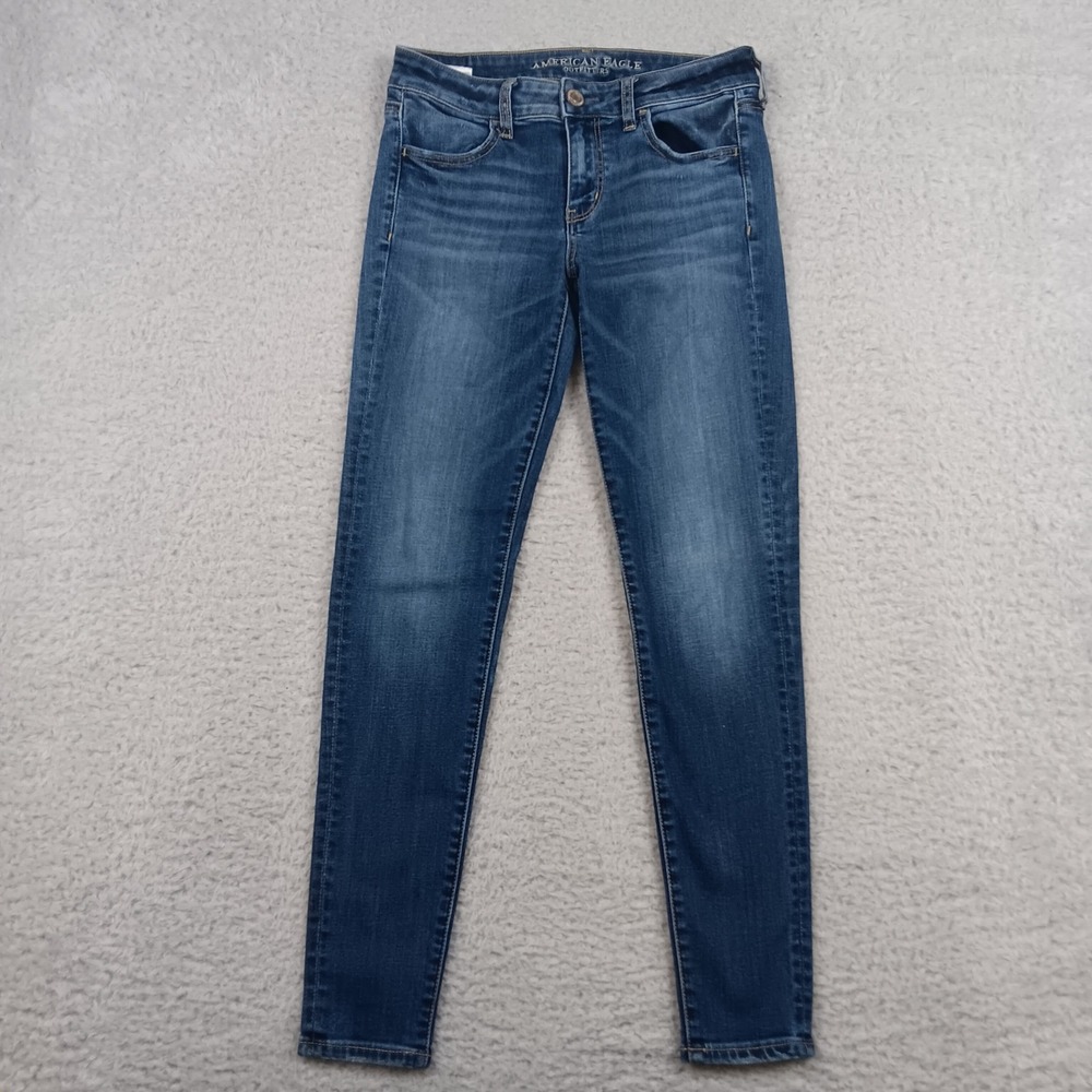 American Eagle Skinny Super Stretch Jean Women 4 Blue Medium Wash